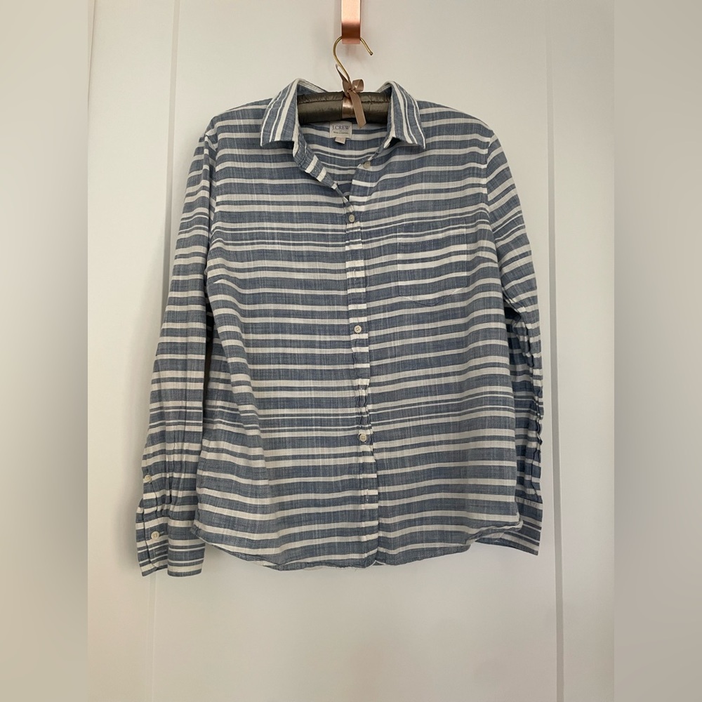 J.Crew Blue and White Stripe Button-up